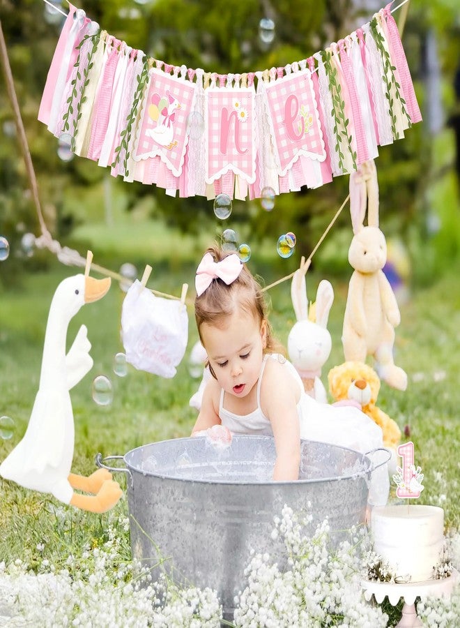 Kriyokiaa One Silly Goose High Chair Banner One High Chair Banner Girl Photo Backdrop First Birthday Decorations for Girl Wall Hanging Decorations for Kids Bedroom - Image 5